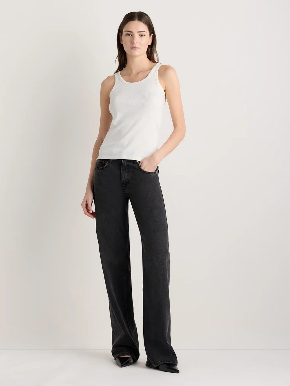 NWT Quince Organic Cotton Micro-Rib Scoop Neck Tank Size M